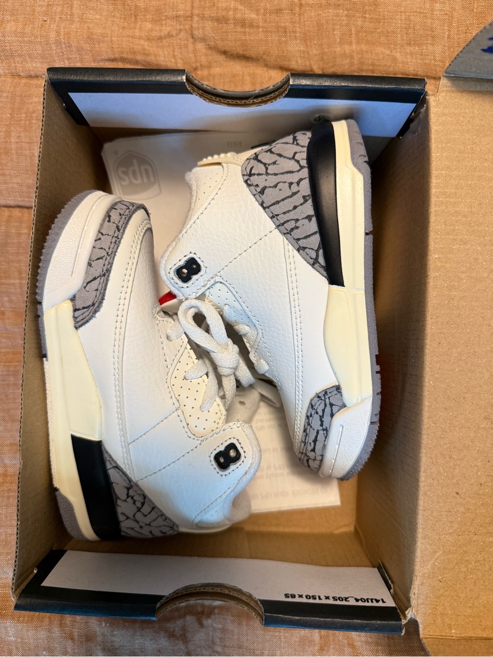 Jordan 3 Retro (TD) Kids White & Gray Sneakers